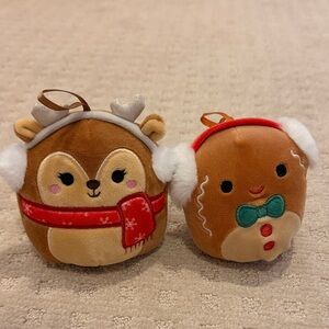 Mini Reindeer and Gingerbread Squishmallows Plush Ornaments